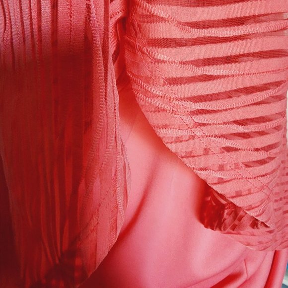 CONNECTED APPAREL Solid All Pink Textured Cap Sleeve Dress Womens Size 8 - Picture 7 of 7